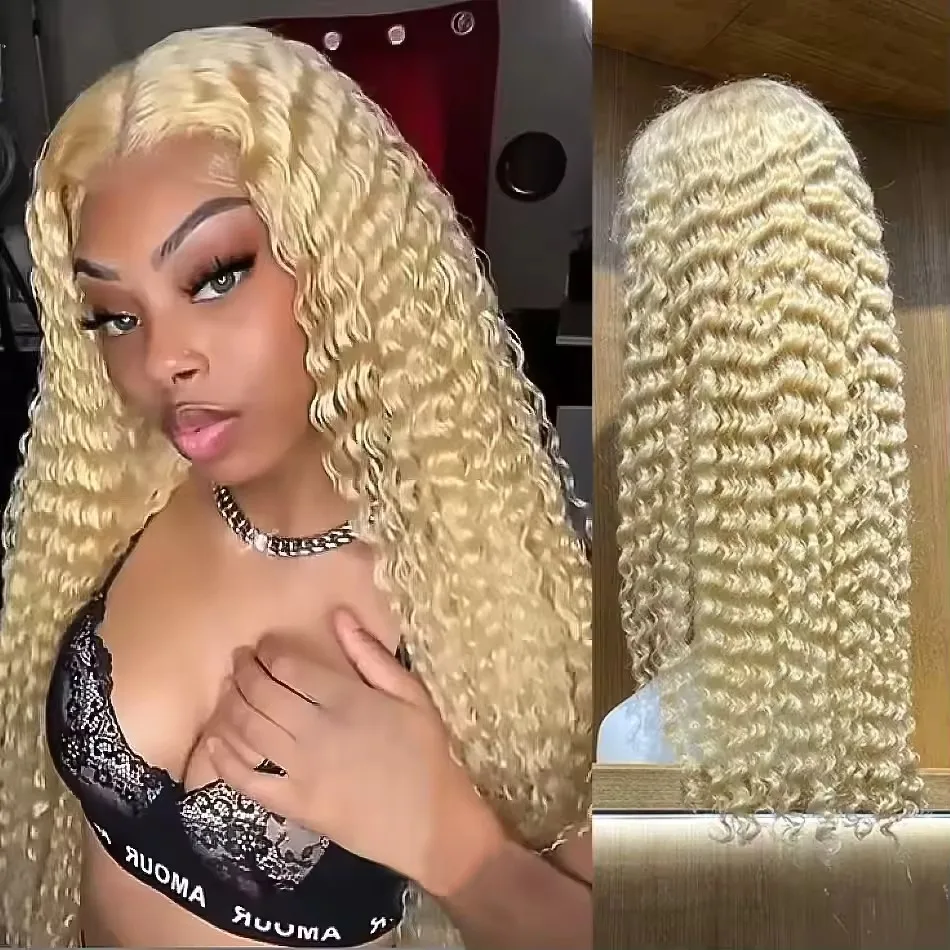 613 Hd Lace Frontal Wig 13x6 Water Wave Lace Front Wigs Human Hair 13x4 Loose Deep Wave Wig Blonde Colored Curly For Black Women