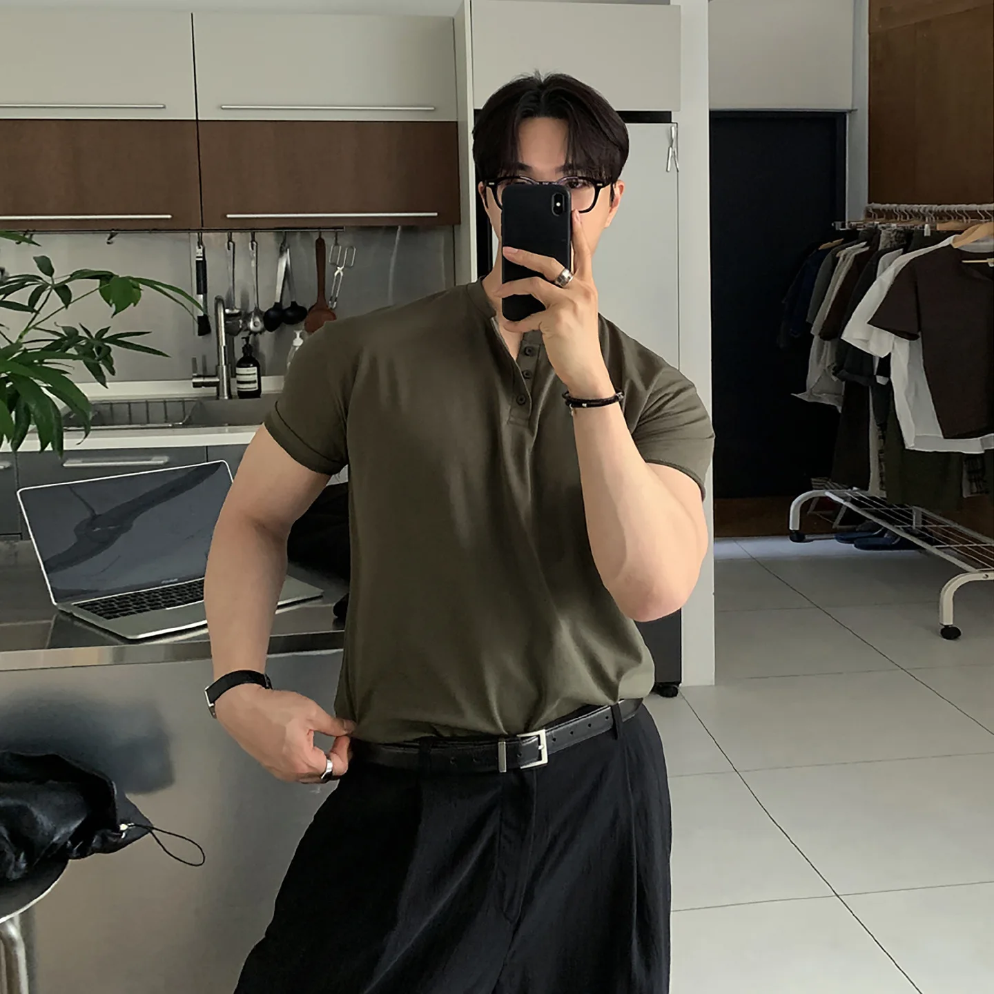 

Summer Men's Henley Solid colorNeck Short Sleeve Slim Fit Stretchable Comfort Casual Versatile Trendy Daily Wear Commute T Shirt
