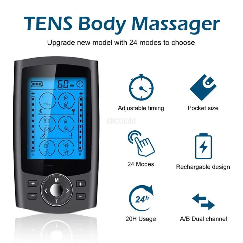 24 Modes Health Care Body Massage Electric EMS Muscle Stimulator Electronic Pulse Meridian Physiotherapy Massager Home