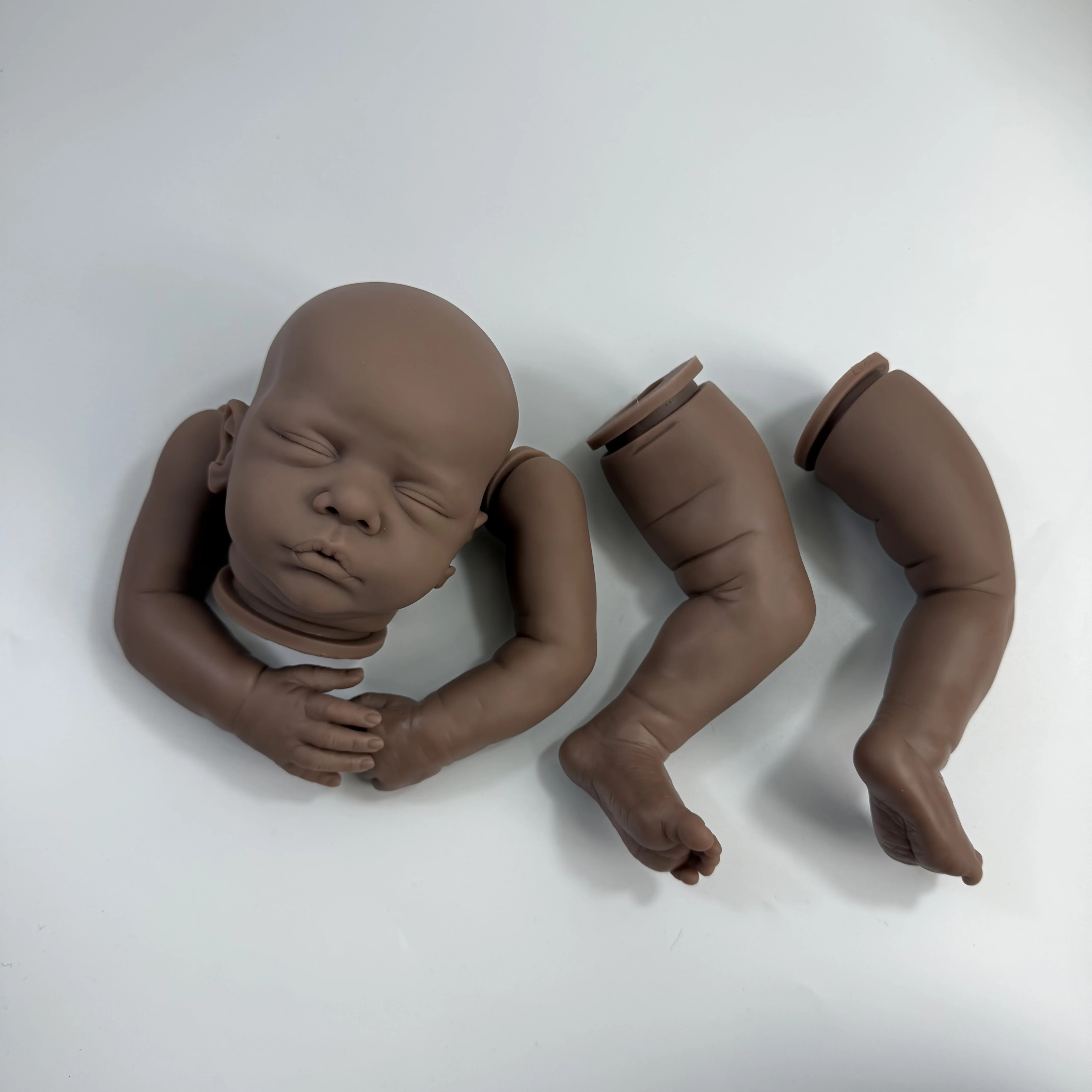 19 Inch Dark Skin Unpainted Reborn Doll Kit Romy Unfinished Vinyl Newborn Doll Parts With Cloth Body
