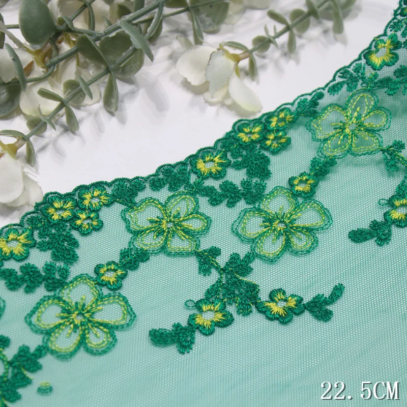 70Yards Green Embroidery Tulle Lace Trim DIY Lingerie Sewing Accessories Vintage Embroidered Lace Fabrics for Bra Needle Work