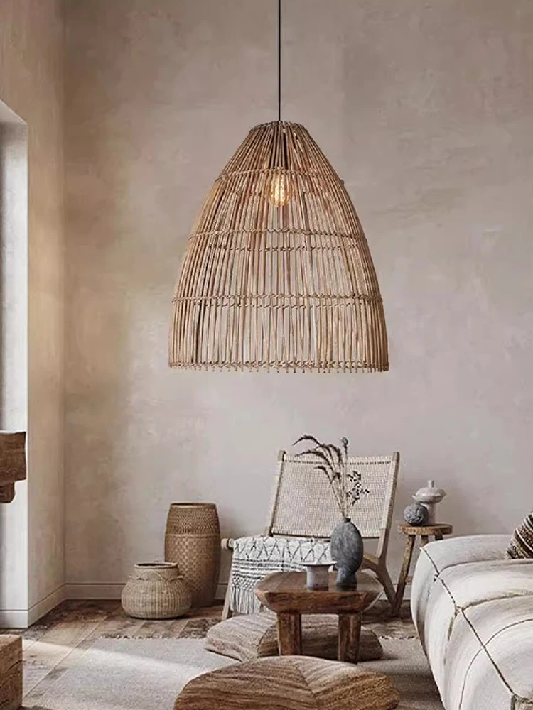 Candelabro de ratán creativo del sudeste asiático para dormitorio, lámpara artística tejida hecha a mano, estudio, mesita de noche, nuevas luces decorativas para comedor