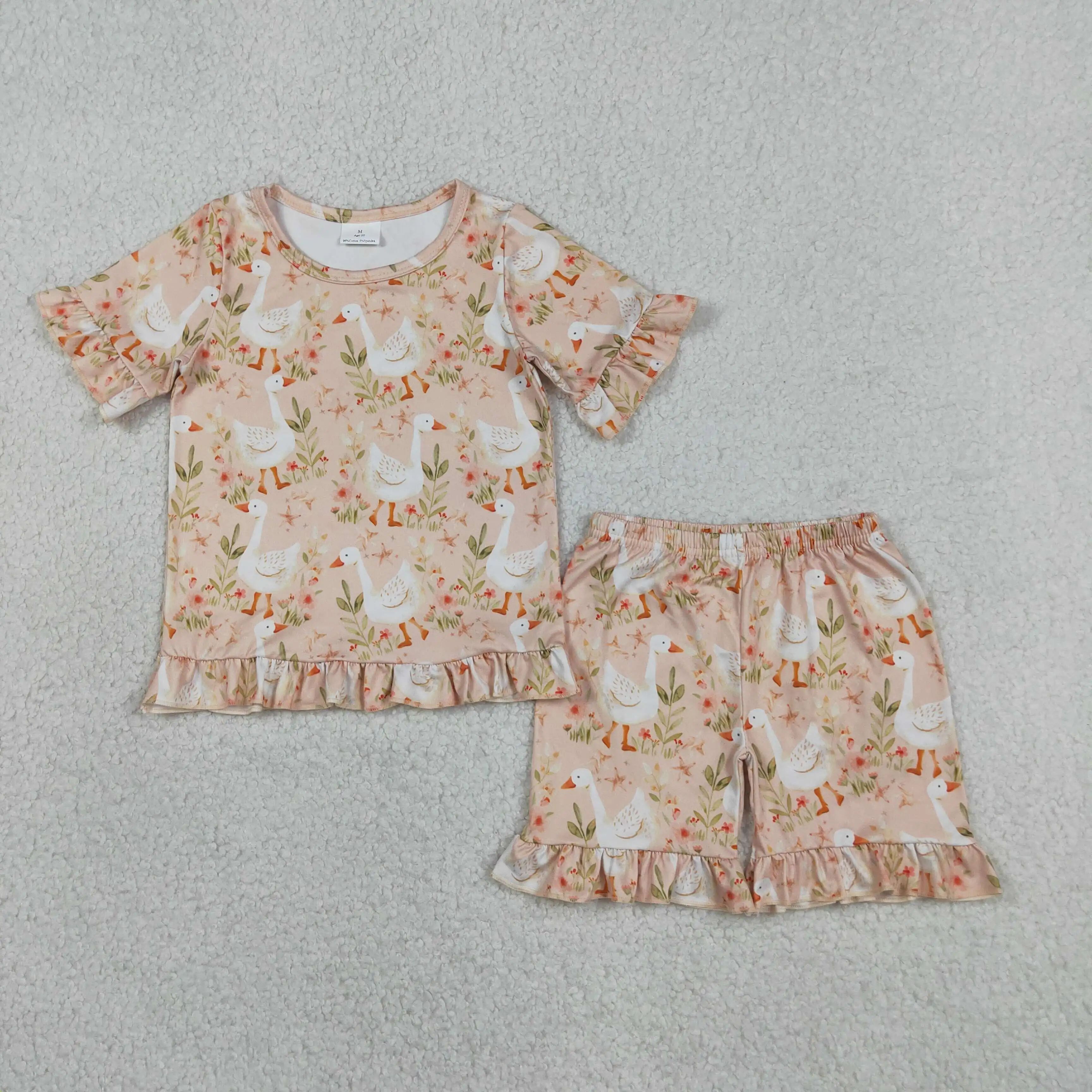 camisa-de-manga-curta-com-estampa-floral-para-meninas-calcas-com-renda-para-criancas-pijamas-de-verao-para-meninas-roupas-para-criancas-e-bebes