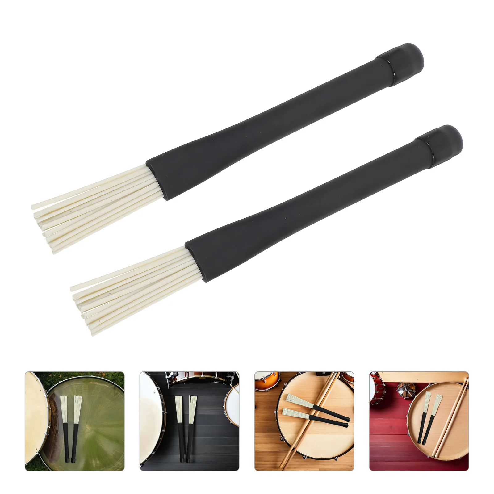 

2Pcs Retractable Jazz Drum Brushes Plastic Soft Rubber Handle Durable Wear-Resistant Assisting Tool for Beginners and
