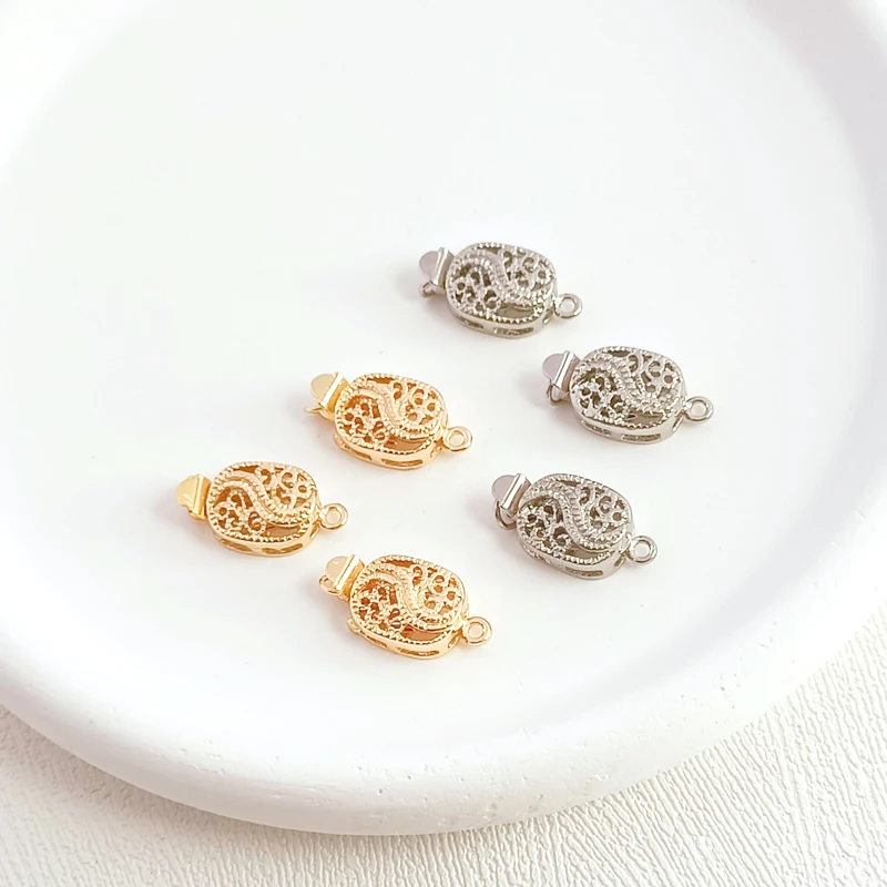 3 Pieces 14K Copper Clad Gold Hollow Insert Single Hanging Connection Buckle Handmade DIY Necklace Closure Buckle Accessories