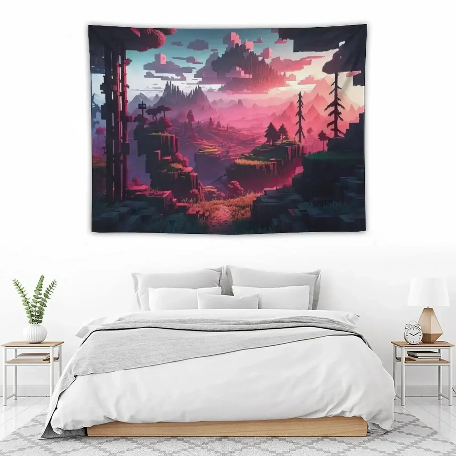 

Sunset Over The Blocks Tapestry Wall Decorations Kawaii Room Decor Decoration Bedroom Tapestry