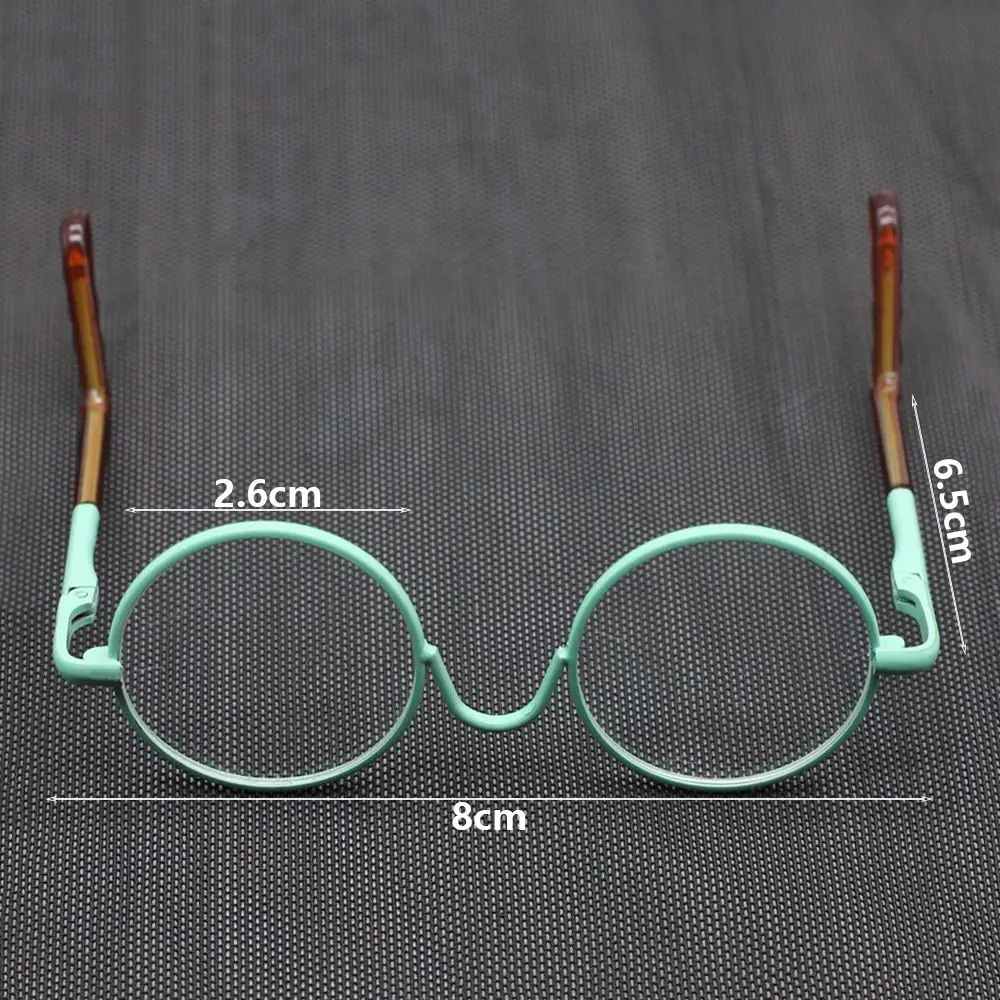 Fashion Suit For 12/18 Inch Small Eyeglass Colorful Miniature Eyewear Metal Frame Dolls Glasses Round-Shaped Clear Lens