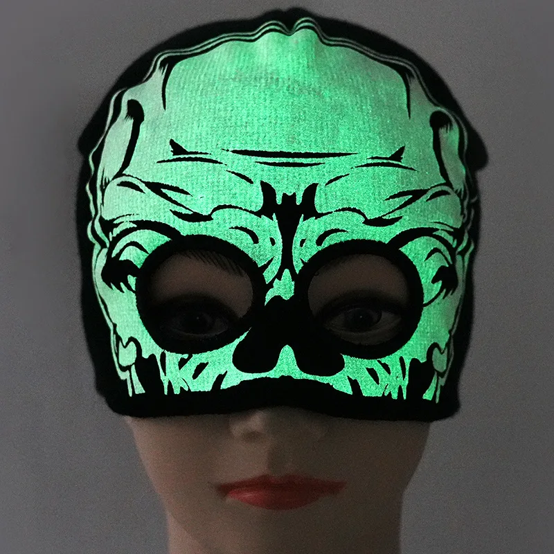 

Fashion Casual Glow-in-the-dark Knitted Hat Alien Night Glow Head Cover Halloween Spooky Mask Outdoor Riding Turban Hat