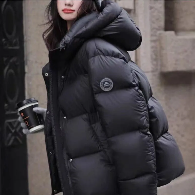 Trend High-End Down-Filled Cotton Jacket for Women Winter Warm Puffer Jacket Hooded Coat Thickened Outerwear Winter Clothes New