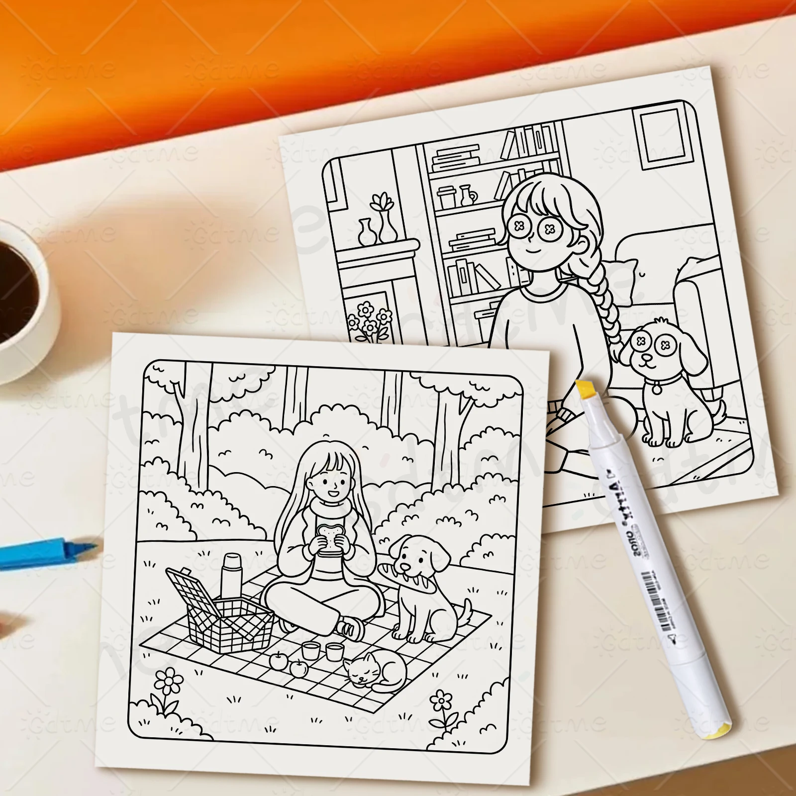 HAPPY MOMENTS Malbuch für Erwachsene mit einfachen Cartoon-Mustern zur Entspannung, DIY-Mal- und Zeichenbücher für Jugendliche – Detail 9