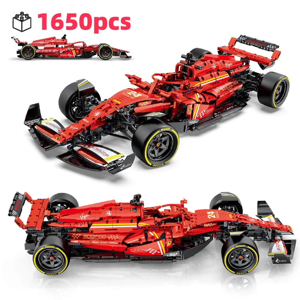 

FUNXINEE 1:8 Technical Red Super Racing Car Building Blocks 1650pcs Expert MOC Bricks Vehicle Model Collectible Toy Gift Adult