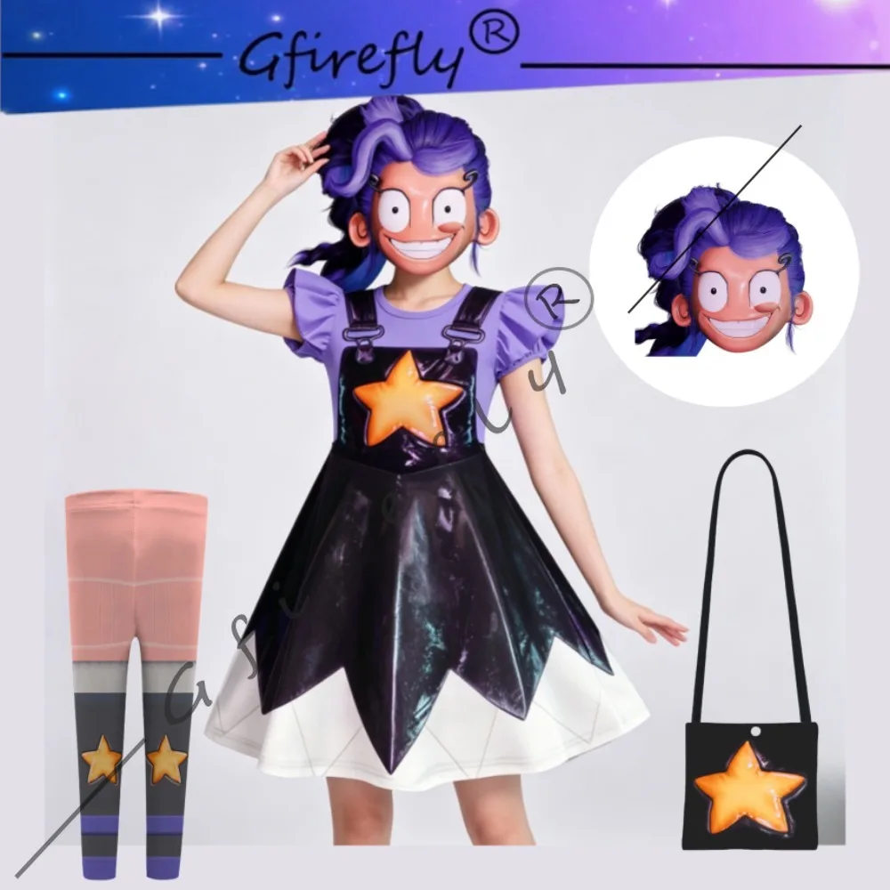 

Lily Horror Game Play Time Kids Size Cosplay Costume Full Set Dress Pants Crossbody Bag Mask Stage Performance Halloween Outfit