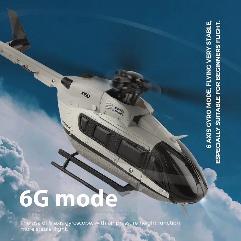 Nouveau Weili K160 hélicoptère à quatre voies sans ailerons modèle d'avion à hauteur fixe sans brosse Ec-145 Simulation modèle Rc cadeau d'anniversaire