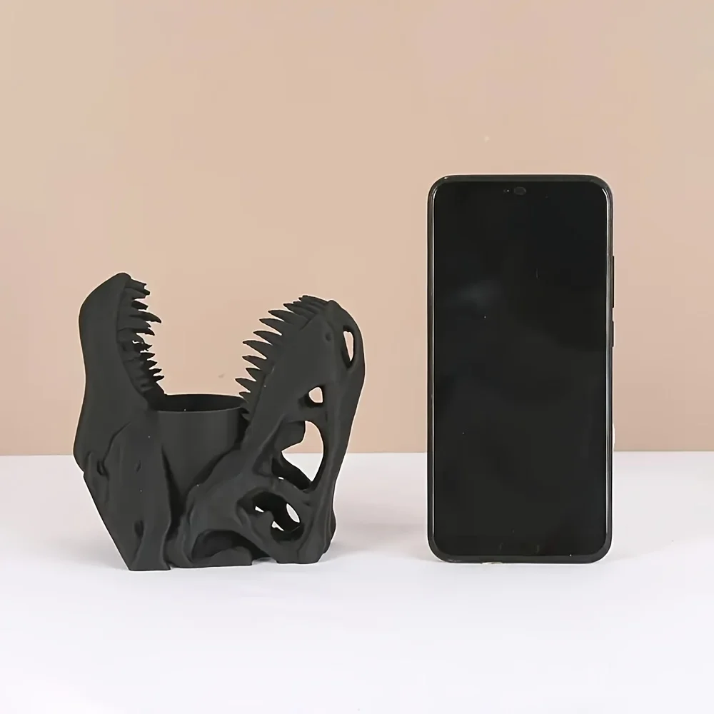 Porte-stylo crâne imprimé en 3D, porte-stylo crâne de dinosaure et porte-brosse de maquillage, organisateur de rangement de bureau Unique, décoration de la maison