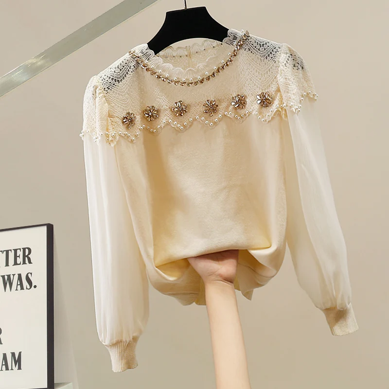 

Korean Sle Heavy Bead Embellied Knitted Sweater Loose Long Sve Diamond Embedded Faionable New Arrival Autumn Warmth ...