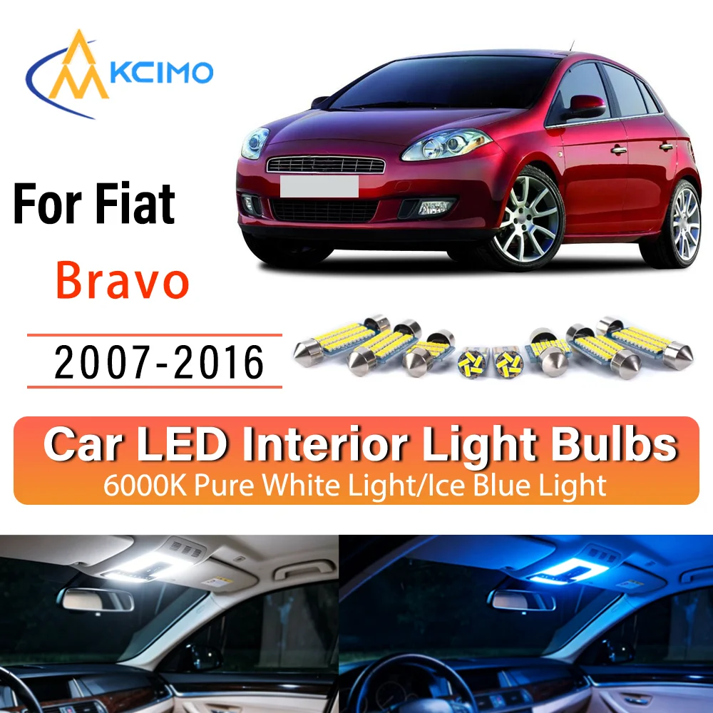 Kit d'éclairage intérieur LED à lueur persistante Plug & Play pour Fiat Bravo 2007-2016 – Remplacement des lampes de dôme, de cartes, de coffre et de habitacle – Amélioration