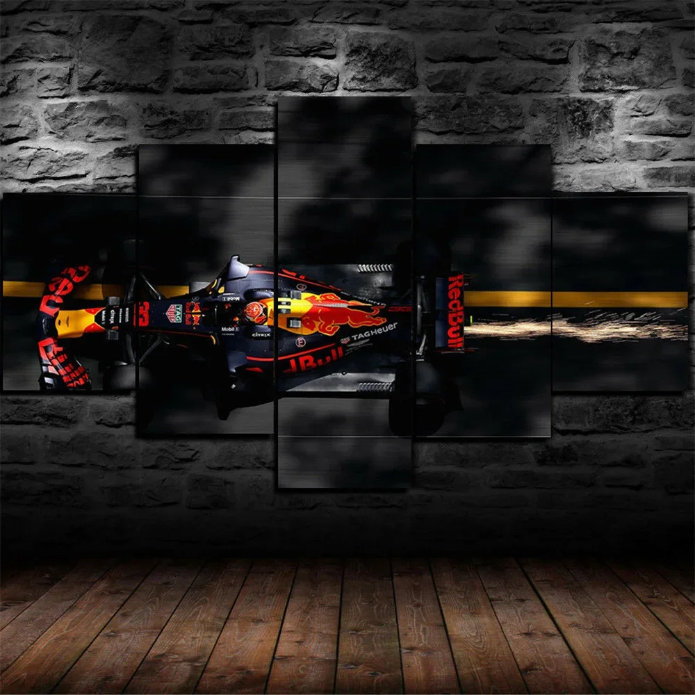 5 pieces of canvas wall art formula racing car living room high-definition painting core bedroom home decoration