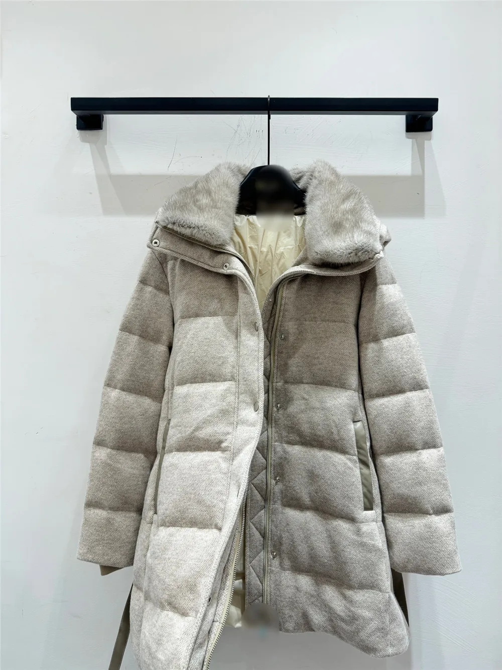 2025年冬新作 レディース カシミヤ フード付き ミンクファーカラー カーディガン カジュアル ゆったり ウエストマーク 多用途 ミディアム＆ロング ダウンジャケット