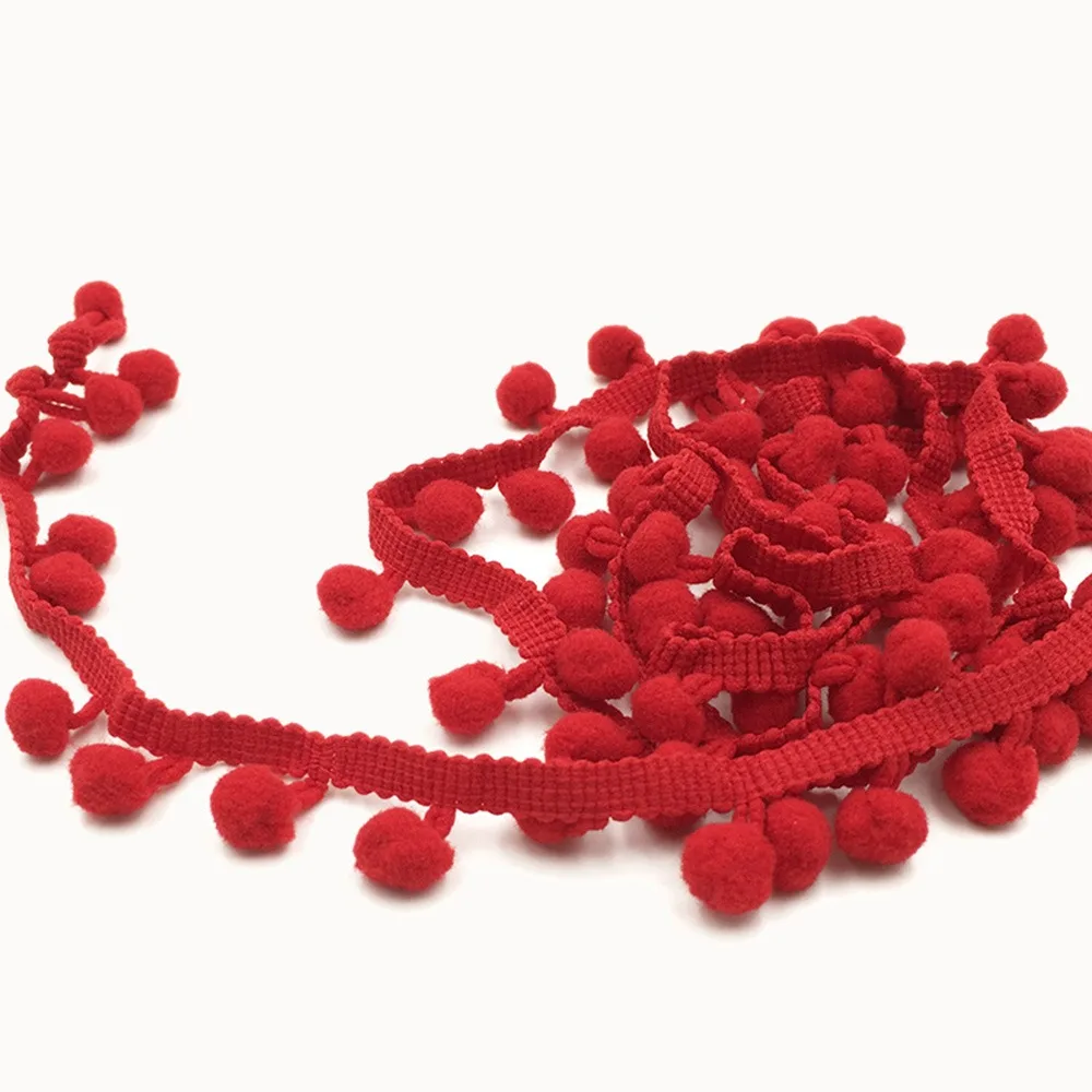 

20yard Mini Size Pom Pom Trim 1.2cm Ball Tablecloth Edge Pompom Fringe Ribbon Pillow Decoration DIY Craft Knitted Fabric Trim
