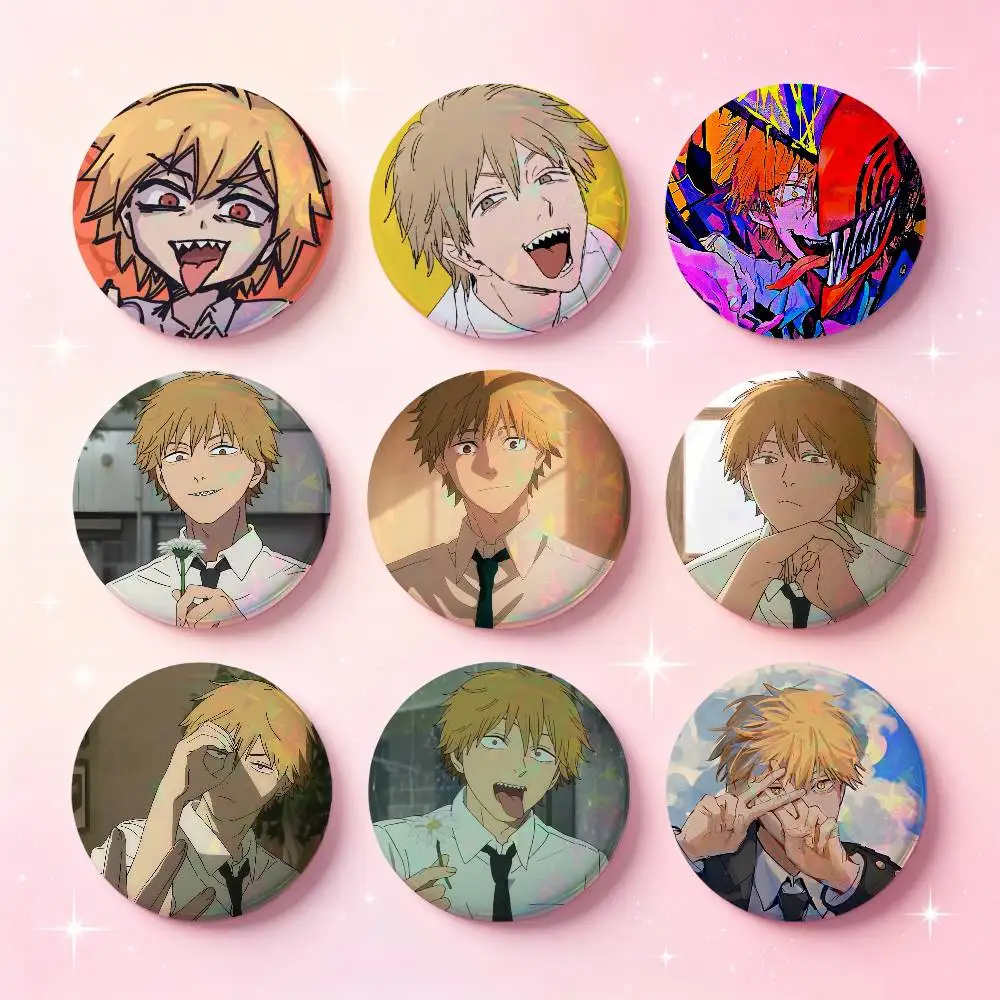 Cartoon Character Denji Badges Button Round Creative Pin Brooch Badge Bag Decor Accessories Fans Collect Friends Gifts