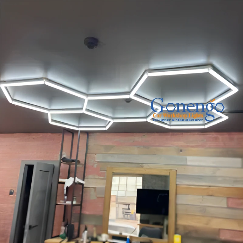 High Quality Garage Led Aluminum Hexagonal Led Light Diy Ceiling Lamp In Car Showroom