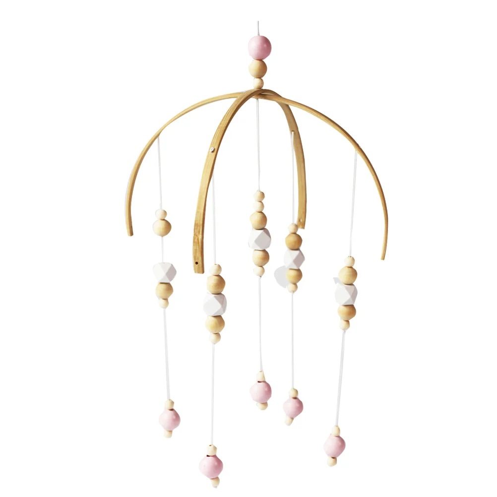 Scandinavische stijl houten kralen windgong handgemaakte dikke milieuvriendelijke babykamer decoratie fotografie rekwisieten bedbel hangend