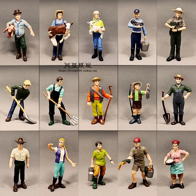 Miniature Figures Farm Accessories Farmer Female Peasant Breeder Ranger Shepherd Doll Model Ornaments Action Figure Figurine Toy