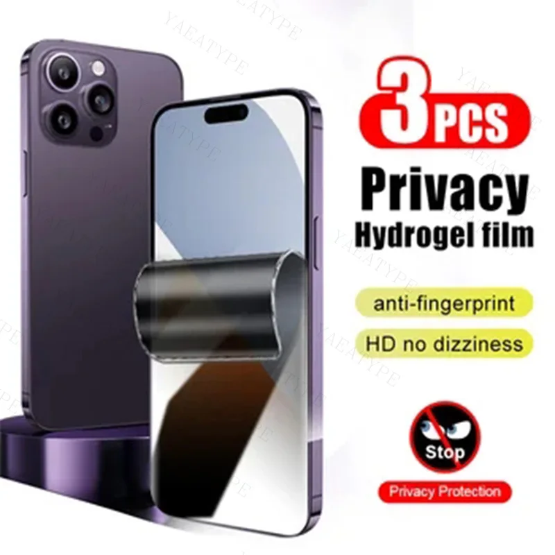 3Pcs Anti-Spy Hydrogel Film For iPhone 13 12 11 14 15 16Pro Max Mini 7 8 Plus Privacy Screen Protector For iPhone XS Max X XR SE