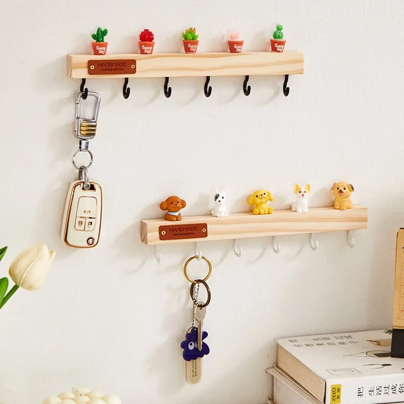 

Key Storage Rack on The Entrance Wall of The Entrance Hall, Hat Storage Wall Hook Solid Wood Cute Decoration Coat Hanger