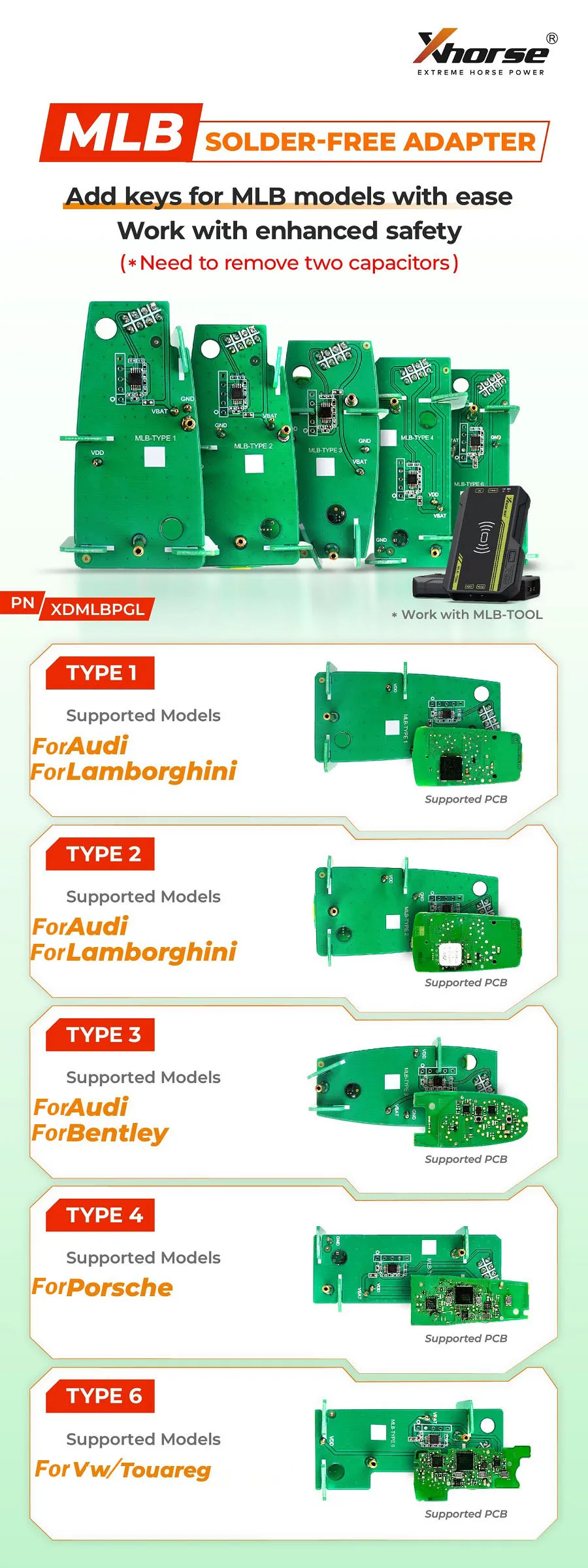 Xhorse MLB Tool Lötfreier Adapter Unterstützt VVDI MLB-Tool für VVDI Key Tool Plus Pad VVDI2 für Audi/Bentley/Porsche und Weitere Fahrzeuge – Detail 2