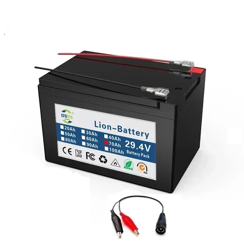 18650 24V 100Ah Rechargeable Li-ion Battery Pack,for LED Lamp Electric Vehicle Solar Storage Replacement Battery + Charger Color