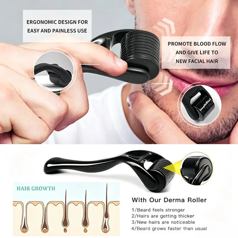 2/5/10PCS Wholesale Full Black 540 Needles for Facial Body Hair Growth Derma Roller for Skin Beard Needle Micro Face Roll Tool