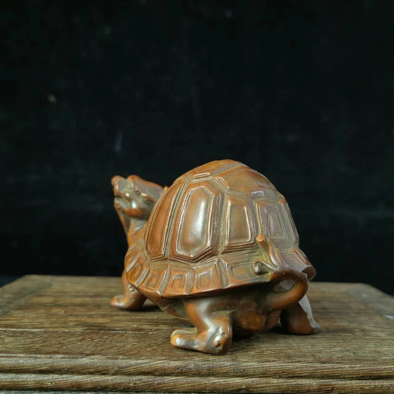 Fine Natural Boxwood Wood Hand Carved turtle Statue fengs hui,vintage Luxury Natural Boxwood Wood Carving turtle Sculpture decor