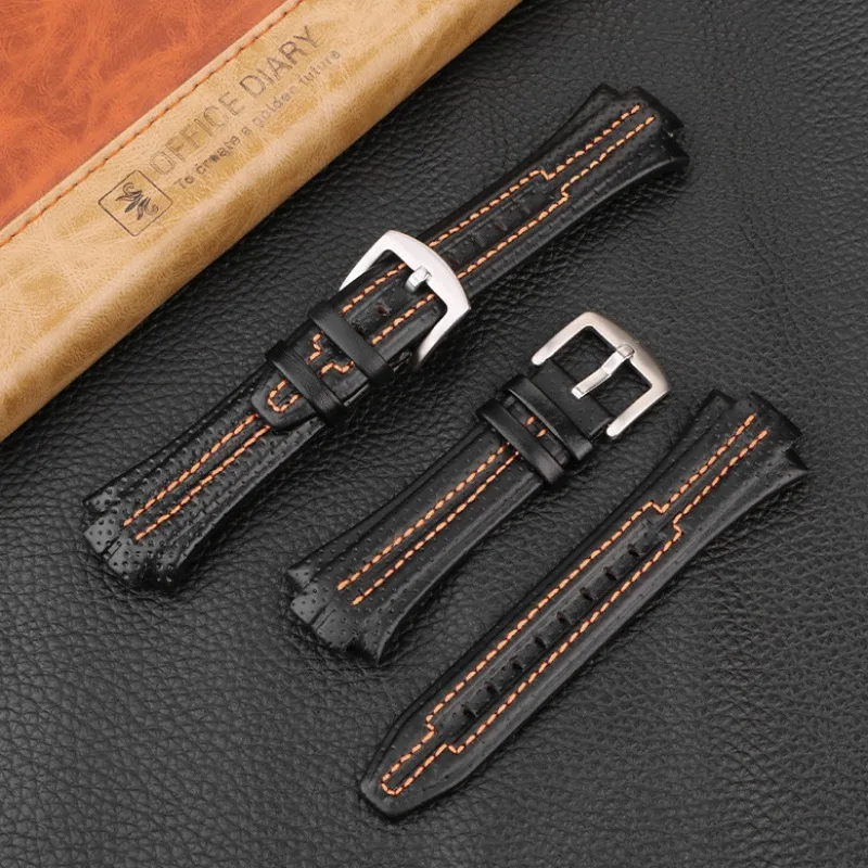 Genuine Leather Watch Straps for Seiko sportura SNL029P2 SNL021P1 SNA595P2 SNL017P1 Watchband 15X27MM Waterproof Sport Bracelet