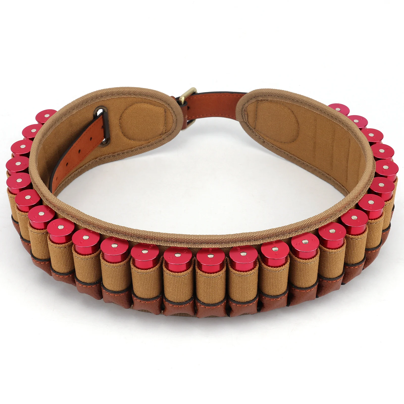 Tourbon Hunting Bandolier Gun 12 Gauge Ammo Bullet Cartridges Belt Canvas Genuine Leather Ammunition Holder for Shooting