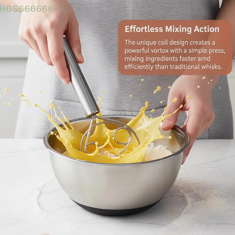

Stainless Steel Coil Whisk Multifunctional Comfortable Handle Easy Clean For Home Baking Mixing Eggs
