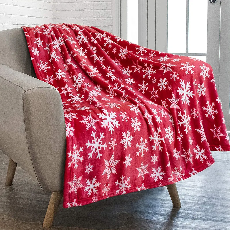 Hot Sale Christmas Flannel Throw Blanket Single-sided Printing Portable Travel Warm Blankets Soft Cozy Child Audit Bed Blanket