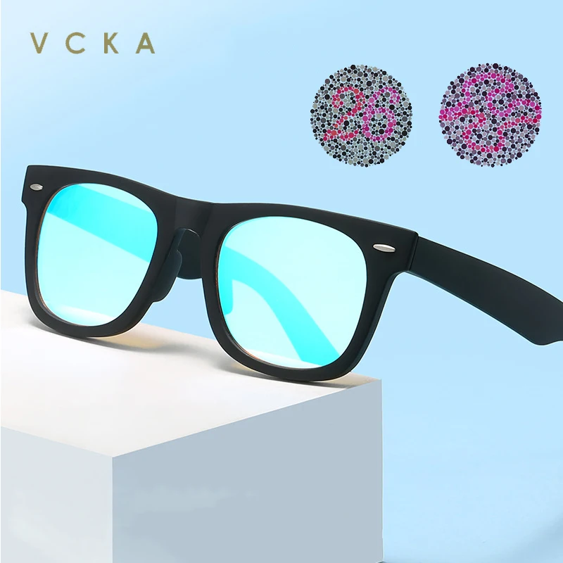 VCKA Square Red-green-blind Color-weak Glasses Men Women Transparent Correction  Color-defining TR90 VintagFunctionality Eyewear