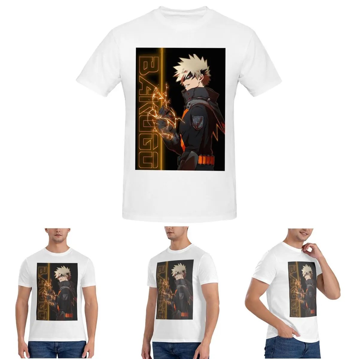 

Мужская футболка Bakugou Katsuki, хлопковые футболки больших размеров, мужская летняя одежда с короткими рукавами и круглым вырезом, топы S-6XL