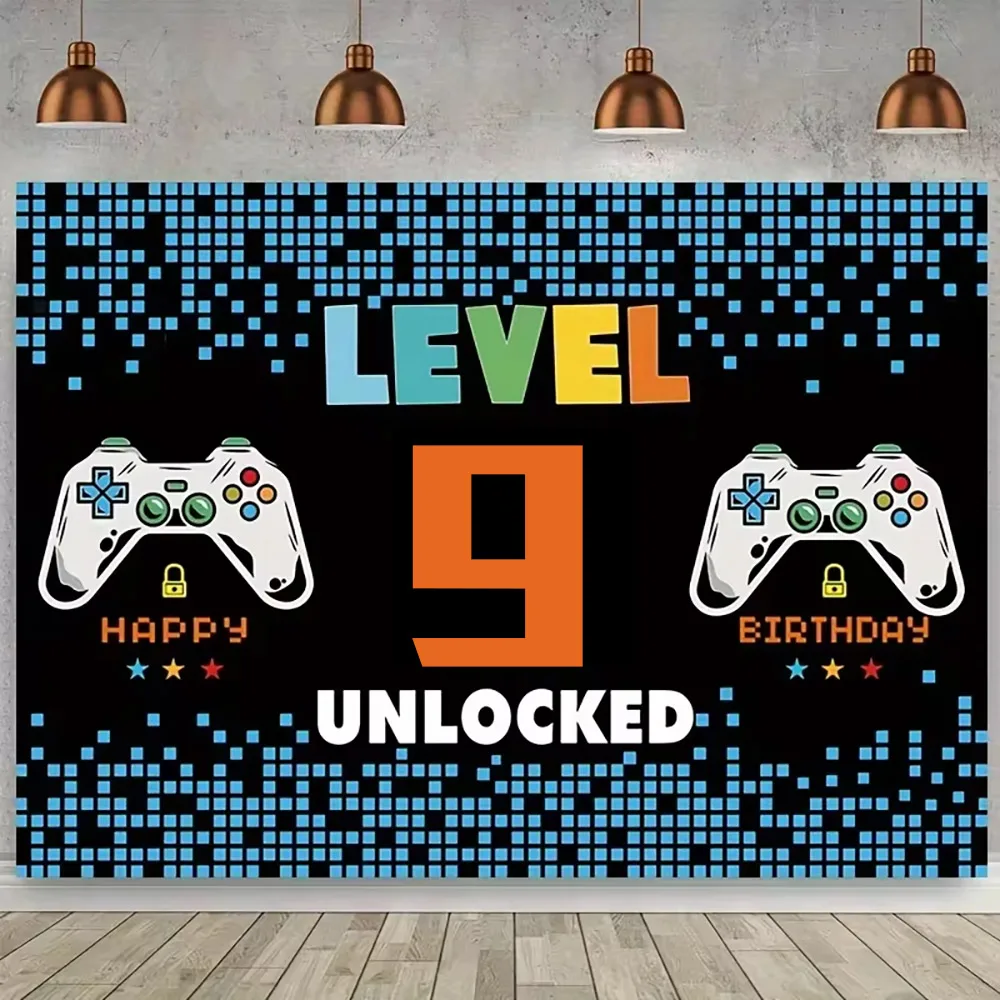 Game On Theme Video Gamer Kids 0-25th Birthday Party Neon Green Gaming Next Level Up Background Baby Shower Decoration supplies