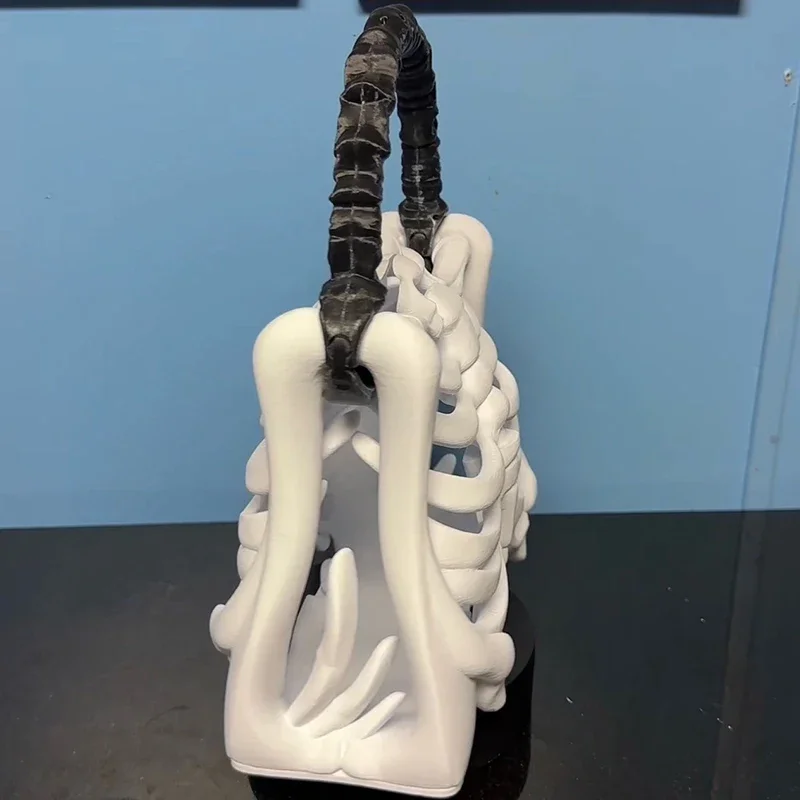3D Printed Skeleton Bone Purse Gothic Spooky Realistic Ribcage Handbag With Functional Pocket For Halloween Themed Party