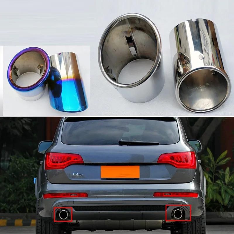 

2Pcs Car Exhaust Pipe Chrome Stainless Steel Muffler Tips For AUDI Q7 TDI Quattro 2006 2007 2008 2009 2010-2013 AUTO Accessories