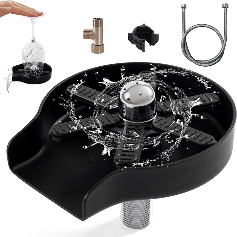 

Glass Rinser For Sink Cup Rinser For Sink Rinser For Kitchen Sinks With 360°Rotating Jet,Kitche Sink Accessories Black