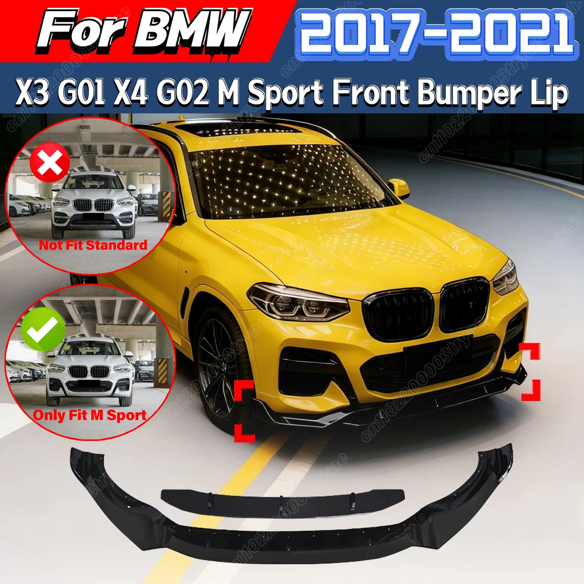 

For BMW X3 G01 X4 G02 M Sport M40i M40d 2017 2018 2019 2020 2021 Automobile Front Bumper Lower Lip Spooler Splitter Body Kit