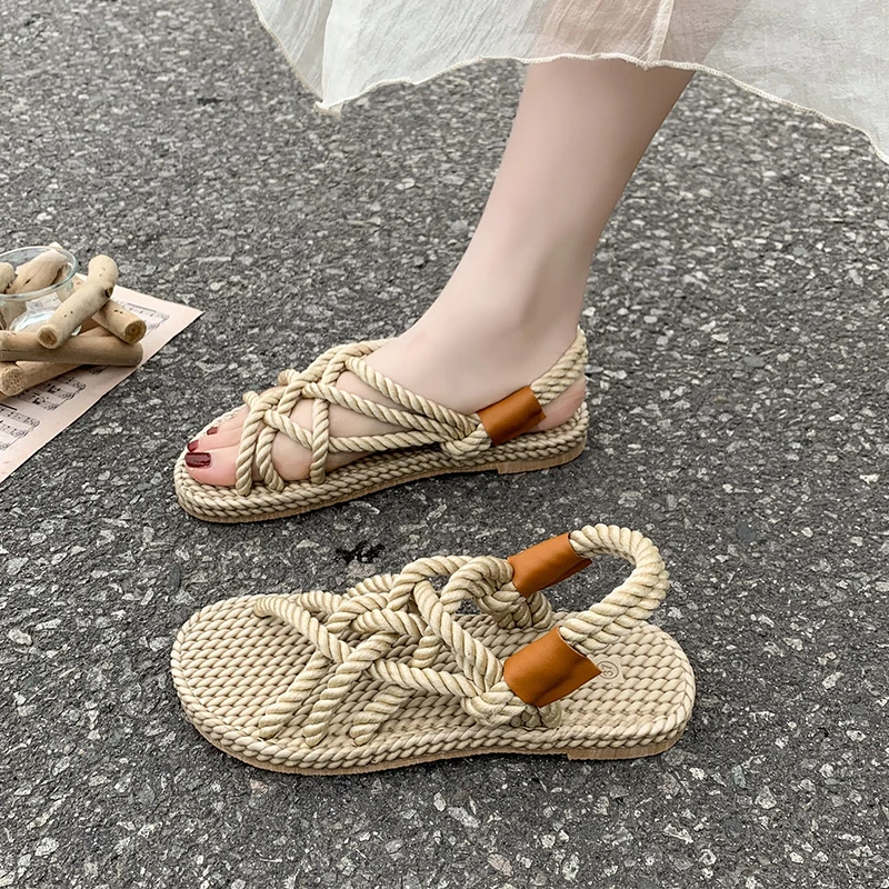 

Сандалии, женская обувь, плетеная веревка, традиционный повседневный стиль и простые креативные модные сандалии, женская летняя обувь