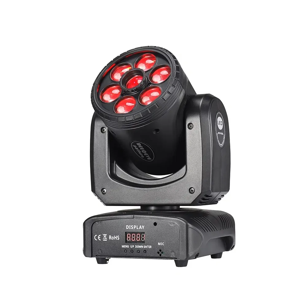 6-Eyes LED Spot Beam Moving Head Light Gobo Pattern Disco Bar Effect