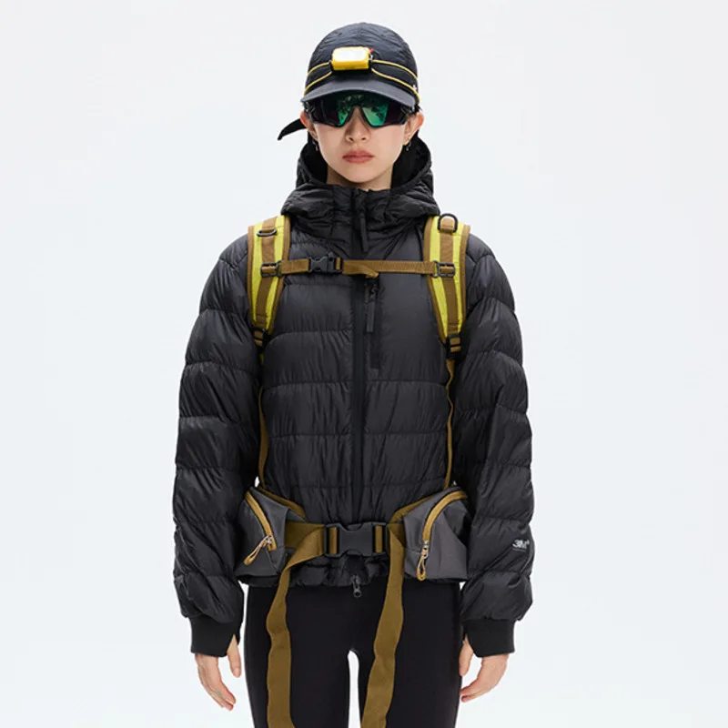 Hksh luz ao ar livre esporte cor contraste com capuz jaqueta feminina inverno montanha lazer à prova dwaterproof água escalada casaco de algodão h2887