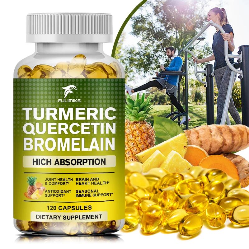 Quercetin with Bromelain & Turmeric Curcumin - Bromelain Supplemen Capsules, Immune & Joint Support Supplement