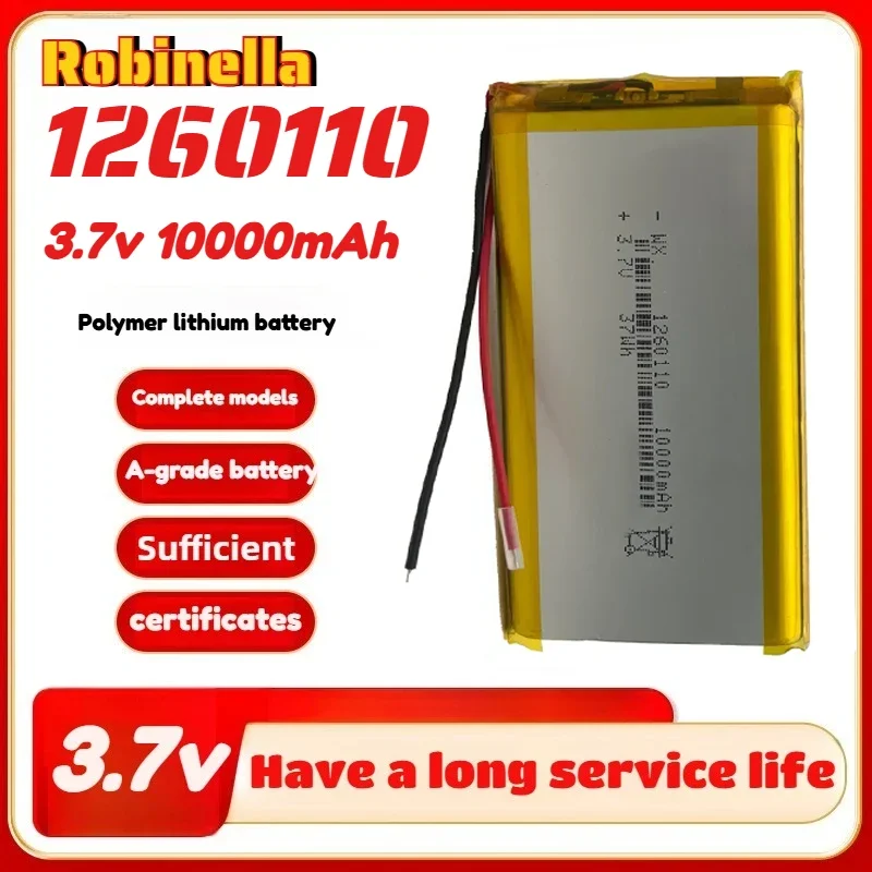 3.7V 10000mAh 1260110 Polymer Lithium Battery for Power Bank DIY GPS Real Capacity Large Capacity Li-ion Rechargeable Batteries