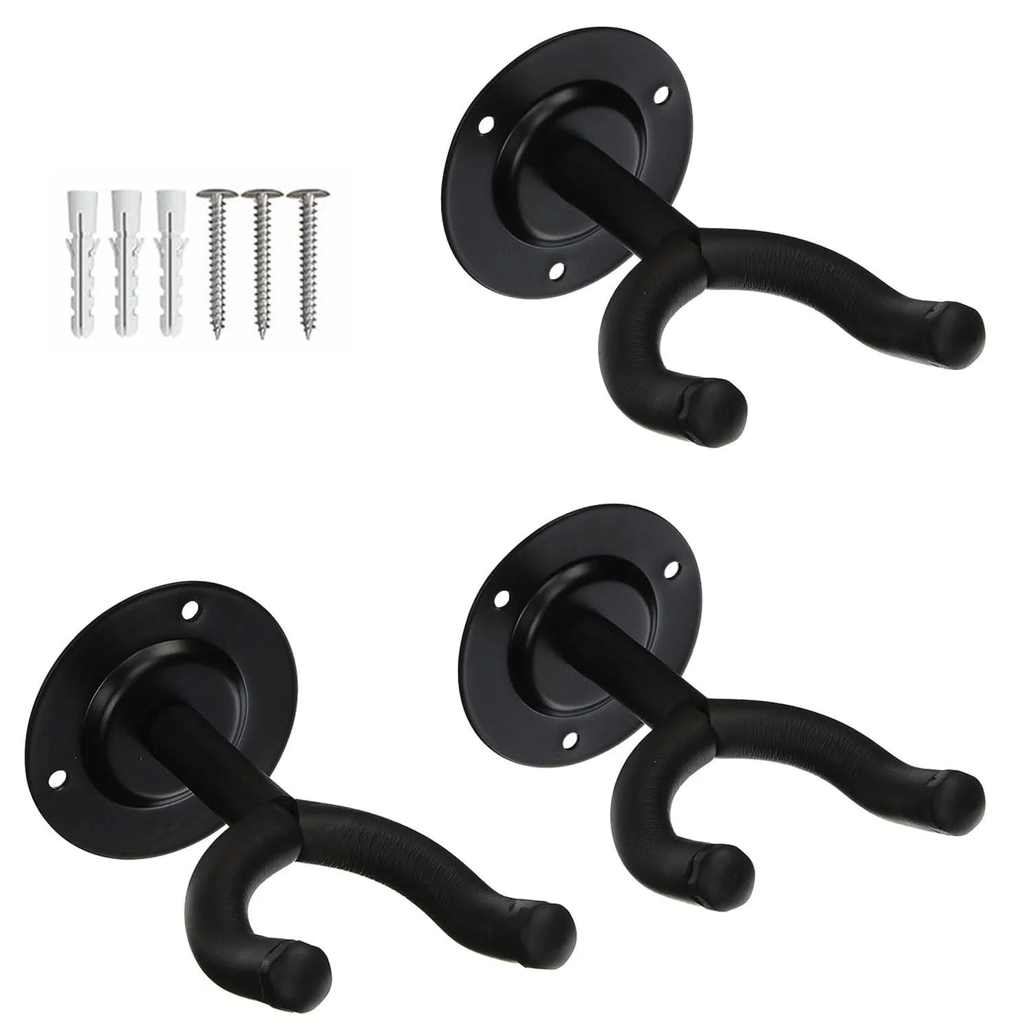 

5 Core Guitar Wall Mount Hanger Display Guitar Holder Hook w Screws Soft Padding GH ST 3PCS